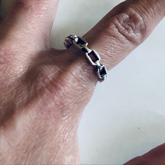 New Sterling Silver Unisex Box Chain Link Bohemian Handmade Band Ring - Picture 2 of 6